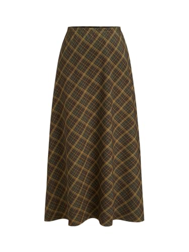 CIDER Women's Plaid Maxi Skirt A-Line Pleated Fall Fashion Gingham Skirts Going Out Cute Trendy Casual Vintage Outfit
