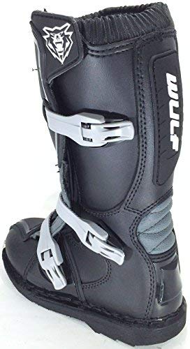 MOTORBIKE WULFSPORT WULF KIDS LA MX ENDURO BOOTS Motorcycle Motocross Cub LA Junior Quad ATV BMX MTB Off Road Sport Racing Armour Boots BLACK (UK 6 / EU 39)