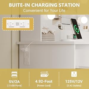 Vanitymakeupdeskwithmirrorandlightsfarmhousevanitytablesetwithstoragedrawerschargingstationchair43largerusticdressingtable3lightingmodesforwomengirlsbedroomwhite Urban Country Home Decor Vanity makeup desk with mirror and lights farmhouse vanity table set with storage drawers charging station chair 43 large rustic dressing table 3 lighting modes for women girls bedroom white urban country home decor