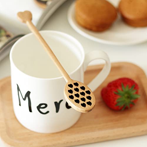 Gavigain Wood Honey Dipper, Heart Pattern Chinese Cherry Mixing Stirrer Kitchen Tableware for Honey Drizzler Application