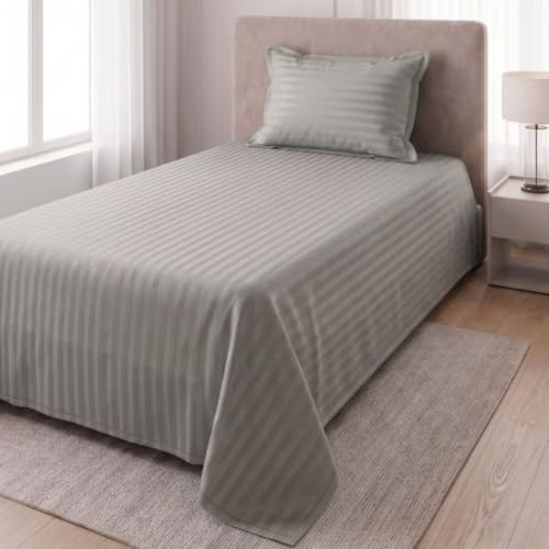 Image of Living Roots Glace Cotton 180 TC Single Bedsheet with 1 Pillow Cover |Single Size 60 x 90 Inches |Soft, Breathable & Durable |Fits Mattress up to 4 Inches |No Colour Bleeding (Grey)