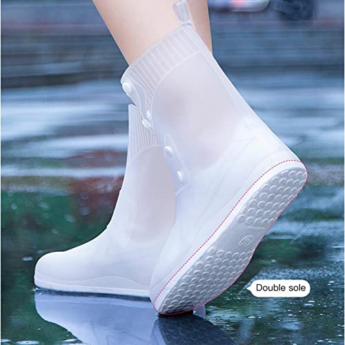 Cubierta de botín de lluvia de silicona, tubo medio, impermeable, apertura grande, fácil de poner, antideslizante y reutilizable para mujer, hombre y niños (Color: D, Talla: Medium(9.4in)) miniatura 2