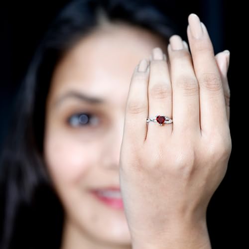 Real Garnet 6 mm Heart Engagement Ring in Silver, AAA Quality, Certified Garnet Moissanite Proposal Ring - Ready To Gift3