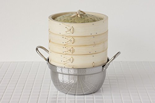 新品せいろ Amazon｜【かごや】竹 中華セイロ(蒸篭・蒸し器)18cm ステンレス鍋付