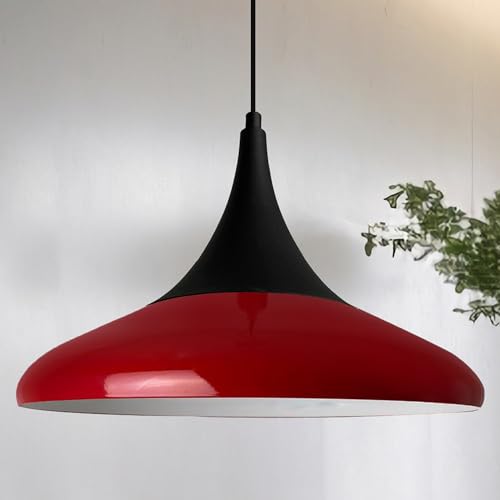 bamyum Paladin Suspension Luminaire Vintage, Lustre Salon de 35 cm en Métal, Lampe E27 pour Chambre, Salle à Manger, Rouge