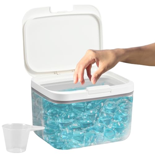 Wäsche Pods Behälter,Automatische Pop-up Waschmittel Aufbewahrung mit Messbecher und Luftdichtem Deckel,Holds 2.8L,Wasserdichte und Desodorierende,für Waschmittel,Waschmittelkapseln