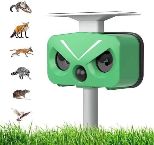 Repelente de gatos, repelente ultrasónico de energía solar IP66 impermeable de frecuencia ajustable para alejar a los animales, 5 modos ajustable, repelente de animales ultrasónico, repelente de