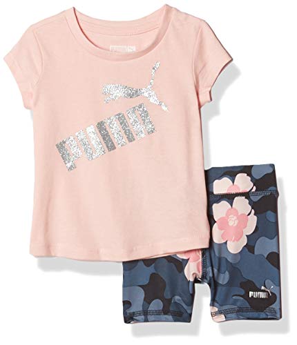 PUMA Baby Girls' Tee and Short Set, Crystal Rose, 12M