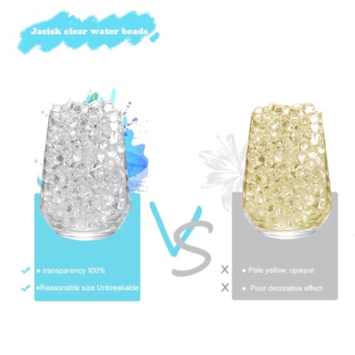 Jacisk Clear Water Beads 50000 Pcs Clear Water Gel Jelly Balls Vase Filler Beads,Vase Fillers for Floating Pearls, Floating Candle Making, Wedding Centerpiece, Floral Arrangement (Transparent)