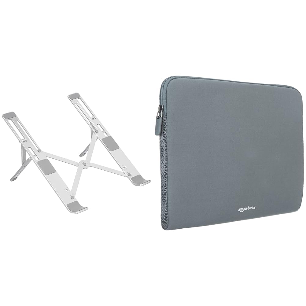 AmazonBasics Laptop Stand, HeightAdjustable, Foldable, Portable