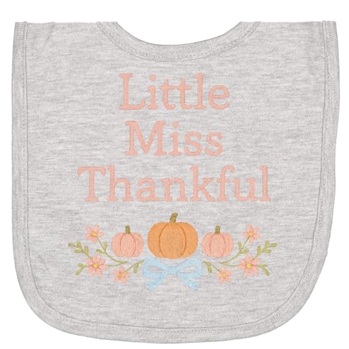 inktastic Little Miss Thankful Thanksgiving Pumpkin Floral Design Newborn Bib