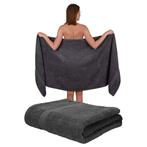Betz 2 Stück Saunatücher Saunatuch Saunahandtuch Set Palermo 100% Baumwolle Frottier XXL Badetuch Strandtuch Größe 80 x 200 cm Farbe anthrazit Cover