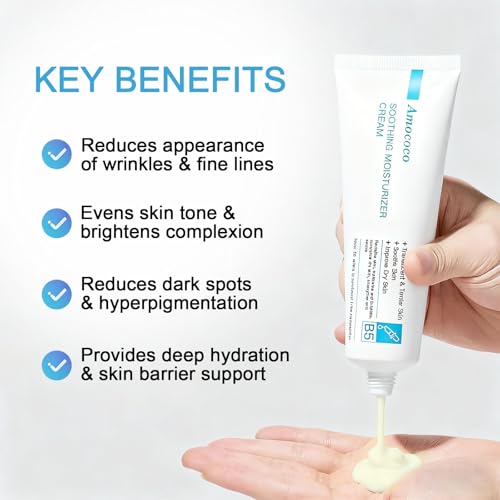 Image of 2Packs Vitamin B5 Face Wash&Smoothing Face Moisturizer Cream with Niacinamide, Hyaluronic Acid & Shea Butter, Daily Hydrating Cream for Dry & Sensitive Skin