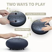 Professional Steel Tongue Drum for Adults & Kids - 6 inch Hand Percussion Instrument Rain Drum with 8 Notes for Yoga, Meditation, Music Therapy & Concerts Play (Navy Blue, 6 Inch) — image 4