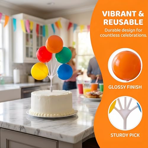 Kit Alipis de 5 décorations de gâteau réutilisables en plastique rigide avec mini ballons - 6