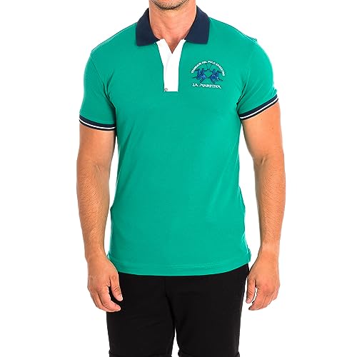Polo brodé vert La Martina coupe ajustée pour homme élégant