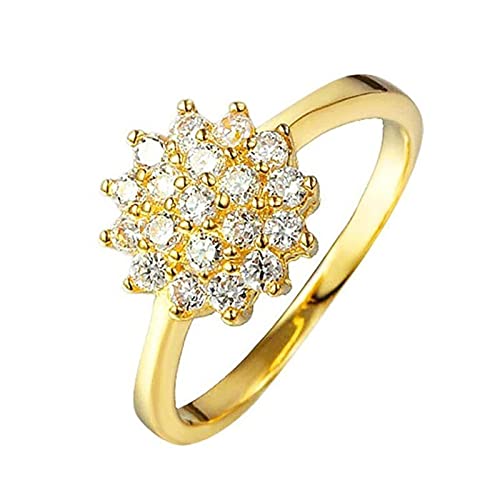 HCMA Bague Zircon 1,5 carats plaquée Or 14 carats pour Femmes Bague de fiançailles de Luxe en   Pierres précieuses Bague de Mariage Bijoux Cadeau
