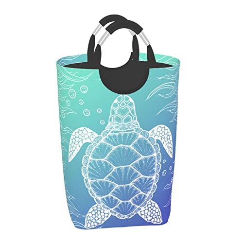 Duduho Sea Turtle Ocean Animal Laundry Basket With Handles Laundry Hamper Toys Storage Organizer Foldable Bucket Washing Bin Dirty Clothes Bag For Home Bathroom Bedroom Dorm #TOP17