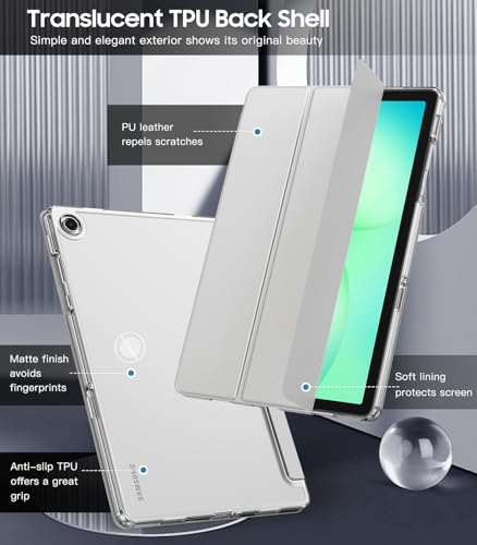 Image of TiMOVO Soft Case for Samsung Galaxy Tab A11+ /A11 Plus 11 inch 2026, Silver Gray | Fit for SM-X230 /X236 /X238, Slim Soft TPU, Translucent Frosted Back, Auto Wake /Sleep