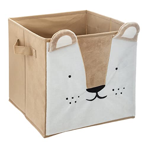 H HANSEL HOME Cajas Almacenaje Infantil, Caja de Almacenamiento, Plegable Cuadrados Cestas de Almacenamiento,Caja de Tela, Cesta De Ordenación Infantil-1 Unidad, León