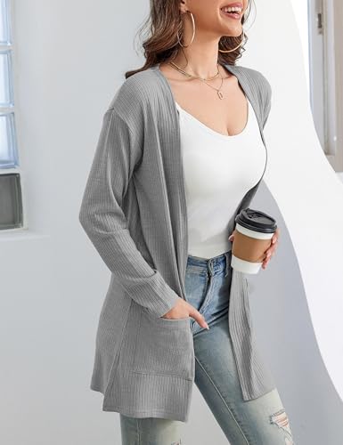 Image of OmicGot Women's Cardigans with Pockets Casual Lightweight Classic Open Front Cardigan Sweaters for Women S-XL