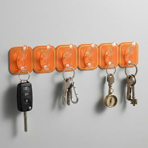 Image of Btag Waterproof Stick on Adhesive Wall Hooks | No Damage, Easy Installation | Smart Storage Solution | Heavy Duty Hooks for Photo Frames, Wall Clocks, Keys, Hanging Robe | Multicolor (1 Set of 6 Pcs)