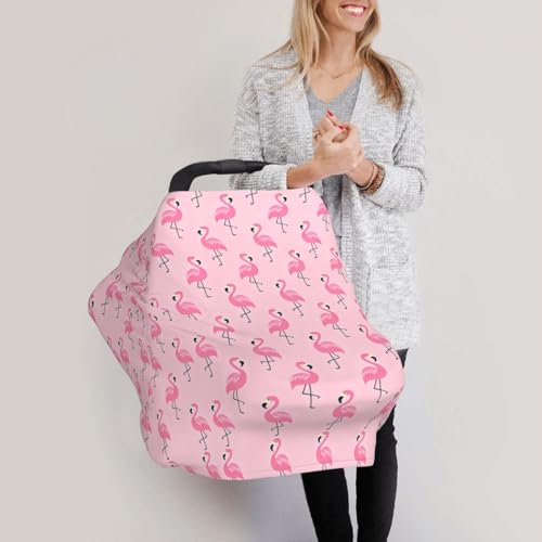 Image of Flamingo Baby Stuff Car Seat Cover for Baby,Mom Nursing Breastfeeding Covers,Multi-Use Car Seat Canopy Carrier Cover,Stroller Cover Newborn Shower Gift for Boys Girls