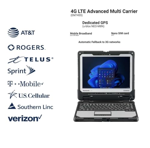 Image of Panasonic Toughbook 33 MK2, Rugged Laptop, Core i5-10th Gen up to 4.7GHz, 12 inch Multi Touch, 16GB RAM, 512GB SSD, 4G LTE, dGPS, Fingerprint, Barcode Reader, 2 New Batteries, Win 11 Pro (Renewed)