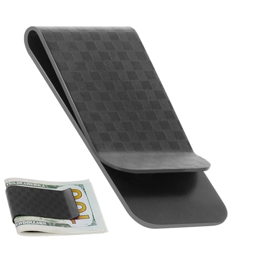 Pince à Billets en Fibre de Carbone, Mince Pince à Billets Métal Portefeuille Fin Noir Brillant Simple et Business Money Cash Clip pour Saint Valentin...