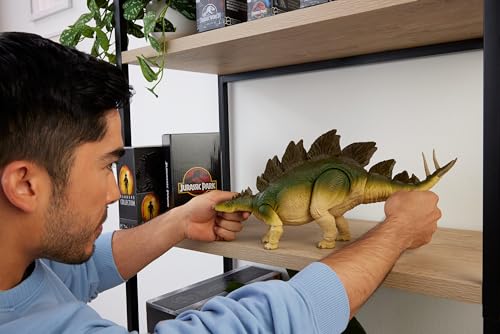 Image of Mattel Jurassic World Hammond Collection Action Figure, Lost World Jurassic Park Stegosaurus, Carnivore Large Dinosaur Toy, Posable Wired Tail