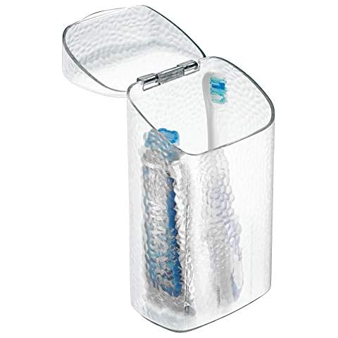 iDesign 53450 Rain Toothbrush Holder Dental Center for Toothpaste, Electric Toothbrush, Water Flosser, Bathroom Countertop Organizer, Clear Cover