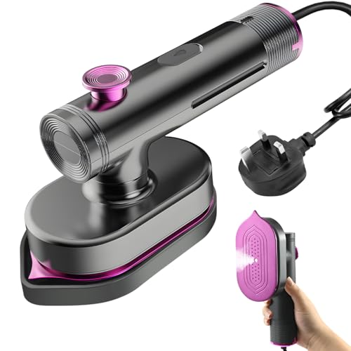 XunHe Mini Steam Iron, Portable 90° Rotatable Travel Iron, Handheld Travel Steam Iron, 20s Fast Heat Up, Dry and Wet Ironing, Home Business Travel Garment Steamer and Iron, 60ml Tank (Gray)