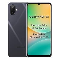 Samsung Galaxy M06 5G Mobile (Blazing Black, 4GB RAM, 64GB Storage) | MediaTek Dimensity 6300 | AnTuTu 623K+ | 12 5G Bands | 25W Fast Charging | 4 Gen OS Upgrades | 50MP Camera | Without Charger