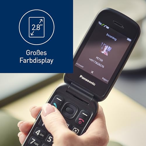 Panasonic KX-TU550EXB 4G Essentials mobilni telefon na preklop za starije osobe, 1,2 MP kamera, veliki zaslon od 2,8 inča, 300 sati čekanja, crna