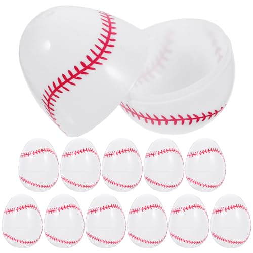 ibasenice Baseball Softball Easter Egg 12pcs Fillable Baseball Easter Basket Stuffers Empty Plastic Softball Filled Easter Eggs Empty Sports Balls Egg Sports Easter Egg Hunt