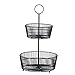 Cestino decorativo in metallo, a 2 ripiani, altezza 44, diametro 23 cm, colore: nero