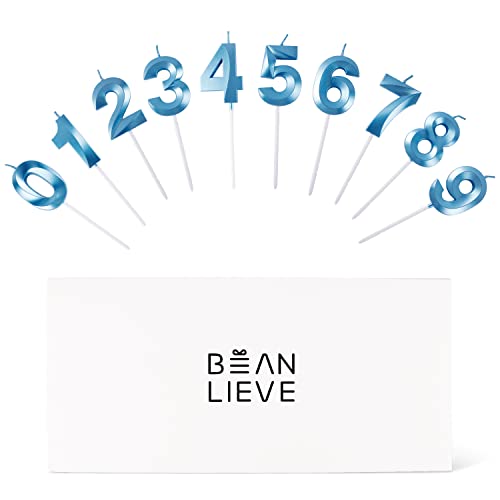 Bean Lieve Blue Birthday Candles - Number Cake Candles, Happy Birthday Numeric Candles Number 0 1 2 3 4 5 6 7 8 9 Used For Cake Decoration On Birthday Parties And Wedding Anniversary Celebration #TOP6