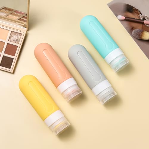 Image of DEPOZA 18 Pack Travel Size Toiletry Containers Sets, BPA Free Silicone Travel Bottles with Leak Proof Caps, TSA Approved for Shampoo, Conditioner, Lotion, Soap and Essential Accessories (Spring)