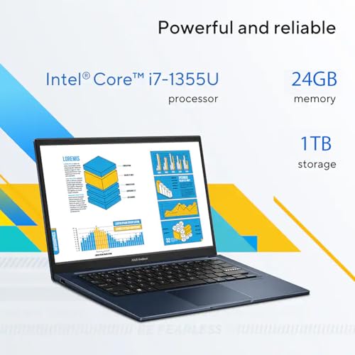 Image of ASUS VivoBook Laptop | Intel 13th Gen Core i7-1355U Processor Up to 5.0GHz | 24GB RAM | 1TB Storage(512GB PCIe SSD&512GB External) | 14 inch FHD Display | Bluetooth | HDMI | Windows 11 | WOWPC Bundle