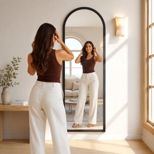 Image of Creative Arts n Frames 45X150 CM Full Length Dressing Chevel Long Strong Framed HD Mirror for Bedroom Living Room Home Office (Classic Black 18x60 inch Full Length Framed Arch HD Mirror)