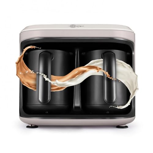 KARACA Hatıra Hüpş Duet Turkish Coffee Maker, 1400W, Dual Pot Turkish Coffee Machine with Milk and Traditional Brew Features, 10-Cup Capacity, Auto Shut-Off, Overflow Safe, Beige