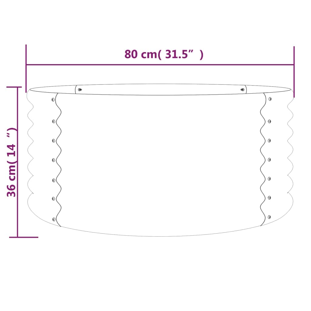 Fioriera rotonda verde, acciaio zincato, diametro 80 cm, altezza 36 cm, per esterni, aiuola rialzata, robusta