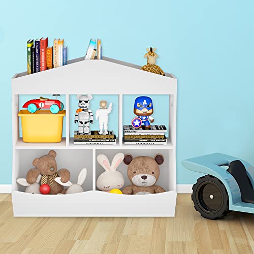 Lukar 9-Cubby Kids Bookshelf And Toy Organizer, Wood Toy Storage Cabinet, Children's Bookcase For Playroom Bedroom Nursery White #TOP3