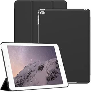 JETech Case for iPad Air 2 9.7 Inch (2014 Model, 2nd Generation), Protective Hard Back Shell Soft-Touch Tablet Stand Cover, Auto Wake/Sleep (Black)