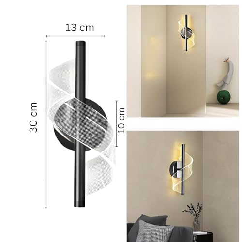 Image of One94Store Cross Border Minimalist Modern LED Wall Lamp (Black) | Nordic Style Creative Bedside Light | Ultra Bright,3 Color Modes for Bedroom, Living Room & Aisle Background Wall Fixture