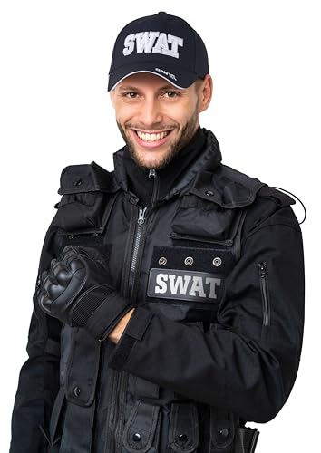 Balinco Black Police Costume Hat Women, Policeman, Swat Costume Women, FBI Cap Adult, S.W.A.T Police Cap, Carnival - Image 3