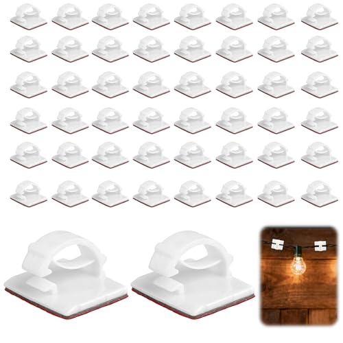 50 Stück Kabelhalter, Selbstklebend Kabelclips für Glasfaserkabel, Kabelführung für Kabelmanagement, kabelschellen für Netzwerkkabel und Audiokabel, Cable Clips Organizer Indoor & Outdoor, Transparent