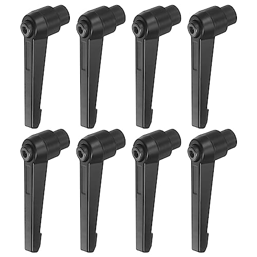 Image of HARFINGTON 8pcs Adjustable Clamping Lever Handles M8 Female Thread Knobs Rotating Screw Locking Quick Release Ratchet Push Button Handle, Black