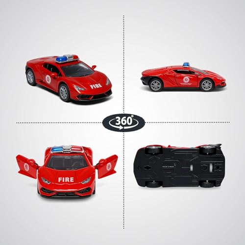 Image of Amisha Gift Gallery Diecast Fire Ambulance Toy Car for Kids | 1:36 Scale Model, Metal, Pull Back, Sports Car, Boys
