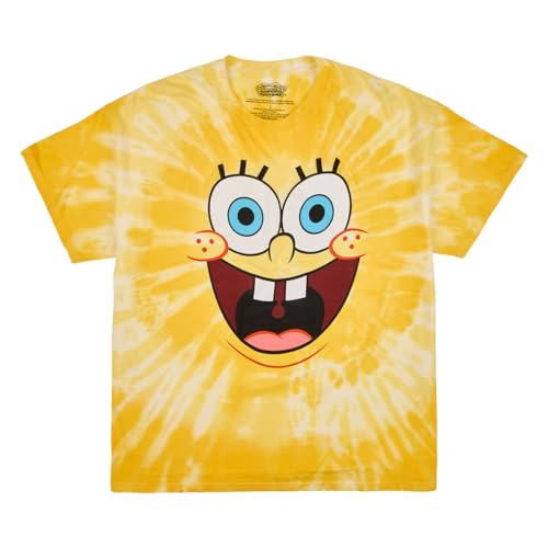 Spongebob Squarepants Big Face Spongebob Men's Yellow Spiral Wash Crew Neck Short Sleeve T-Shirt3